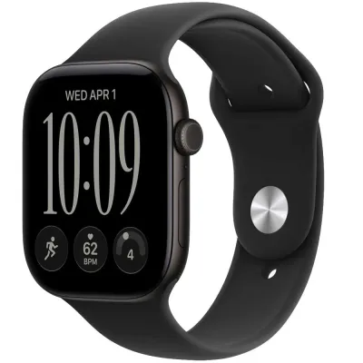 Apple Watch Series 12 GPS 42mm Black Aluminium Case with Black Sport Band - M/L (MJEC4RK/A)