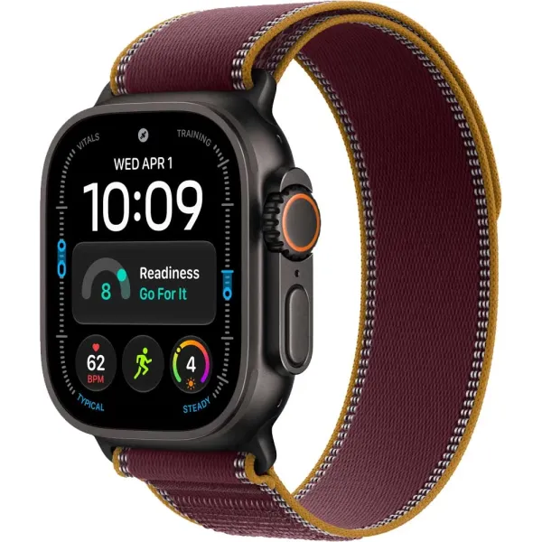 Apple Watch Ultra 4 GPS+LTE 49mm Black Titanium Case with Burgundy Trail Loop - M/L (MJC44QI/A)