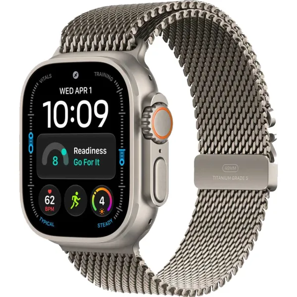 Apple Watch Ultra 4 GPS+LTE 49mm Natural Titanium Case with Natural Titanium Milanese Loop - L (MJAA4QI/A)