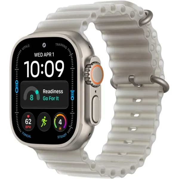 Apple Watch Ultra 4 GPS+LTE 49mm Natural Titanium Case with Translucent Grey Ocean Band (MJAD4QI/A)