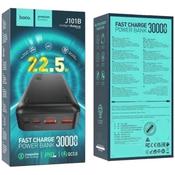 Портативный аккумулятор HOCO J101B Astute 22,5 Вт 30 000 мАч, черный