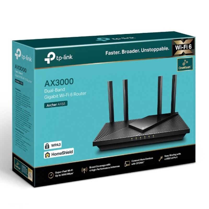 Роутер Archer AX55 AX3000 Двухдиапазонный гигабитный Wi‑Fi 6