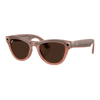 Ray-Ban Meta Skyler Gen 2 - Shiny Transparent Peach Frame with Clear to Brown Transitions Lenses (RW4014 6778M4 52-20)