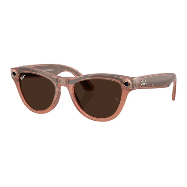 Ray-Ban Meta Skyler Gen 2 - Shiny Transparent Peach Frame with Clear to Brown Transitions Lenses (RW4014 6778M4 52-20)