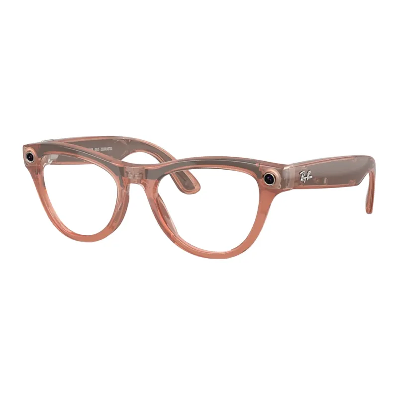Ray-Ban Meta Skyler Gen 2 - Shiny Transparent Peach Frame with Clear to Brown Transitions Lenses (RW4014 6778M4 52-20)