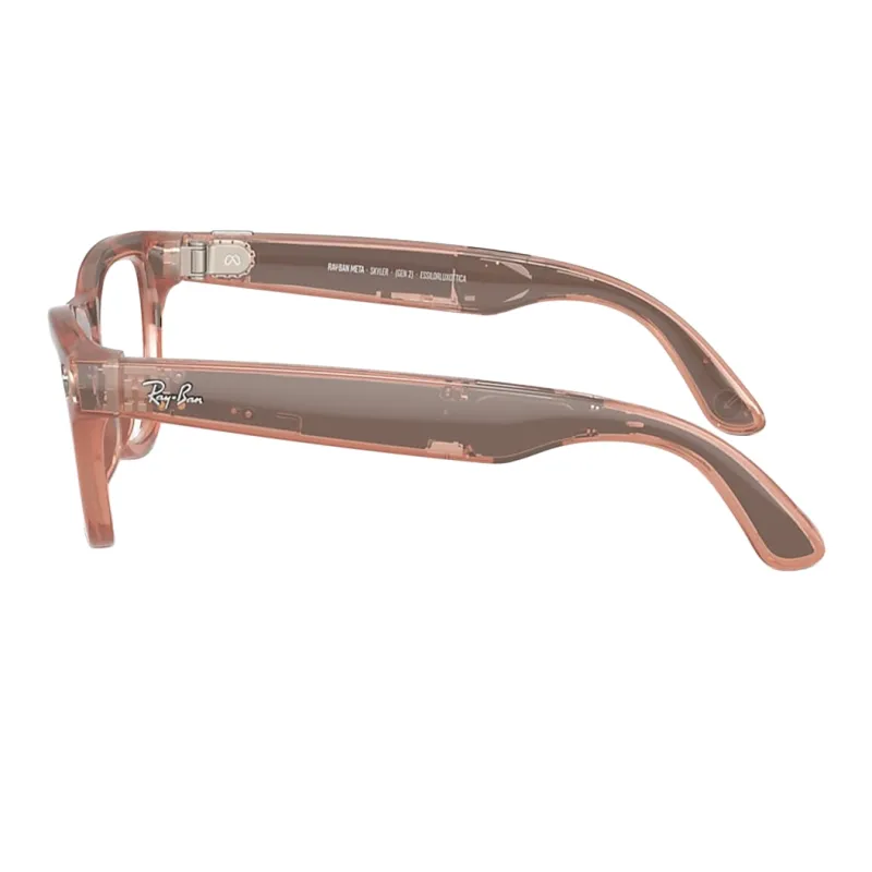 Ray-Ban Meta Skyler Gen 2 - Shiny Transparent Peach Frame with Clear to Brown Transitions Lenses (RW4014 6778M4 52-20)