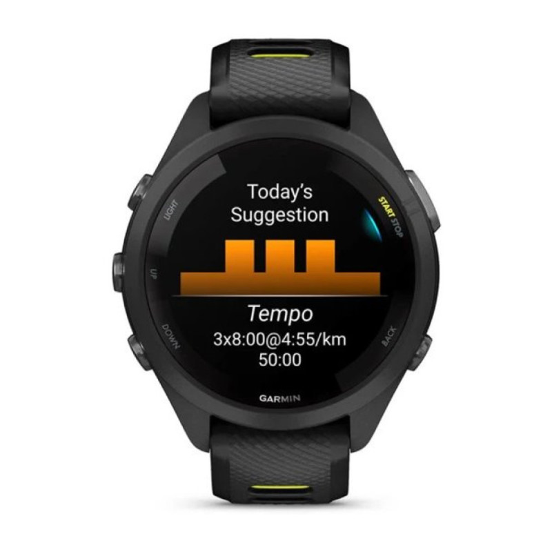 Смарт-часы Garmin Forerunner 265s Black Bezel And Case With Black/Amp Yellow Silicon Band (010-02810-13)
