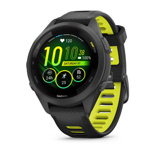 Смарт-годинник Garmin Forerunner 265s Black Bezel And Case With Black/Amp Yellow Silicon Band (010-02810-13)