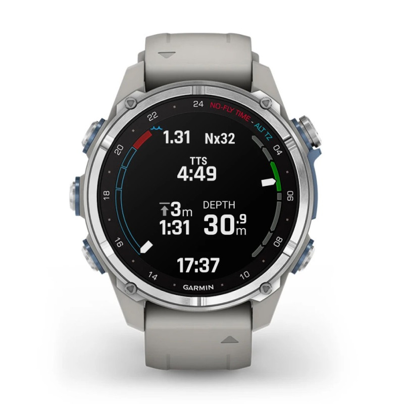 Смарт-годинник Garmin Descent Mk3 43мм Stainless Steel with Fog Grey Silicone Band (010-02753-04)