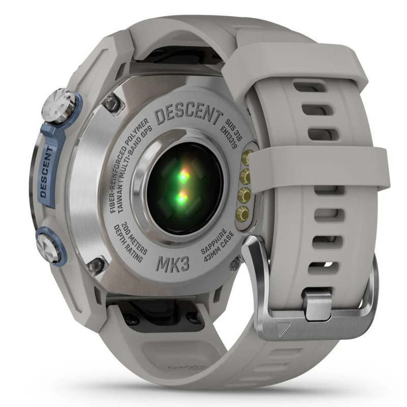 Смарт-годинник Garmin Descent Mk3 43мм Stainless Steel with Fog Grey Silicone Band (010-02753-04)