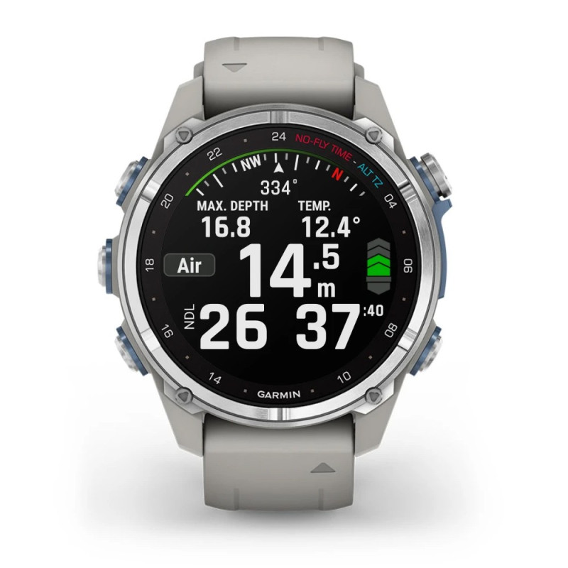 Смарт-годинник Garmin Descent Mk3 43мм Stainless Steel with Fog Grey Silicone Band (010-02753-04)