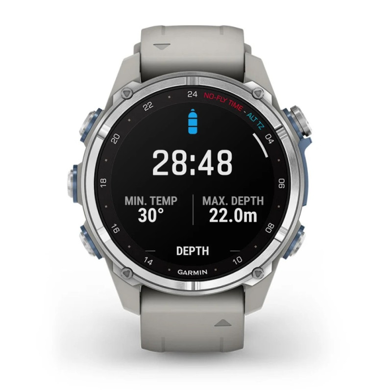 Смарт-годинник Garmin Descent Mk3 43мм Stainless Steel with Fog Grey Silicone Band (010-02753-04)
