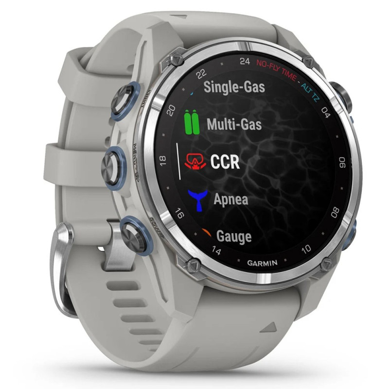 Смарт-годинник Garmin Descent Mk3 43мм Stainless Steel with Fog Grey Silicone Band (010-02753-04)