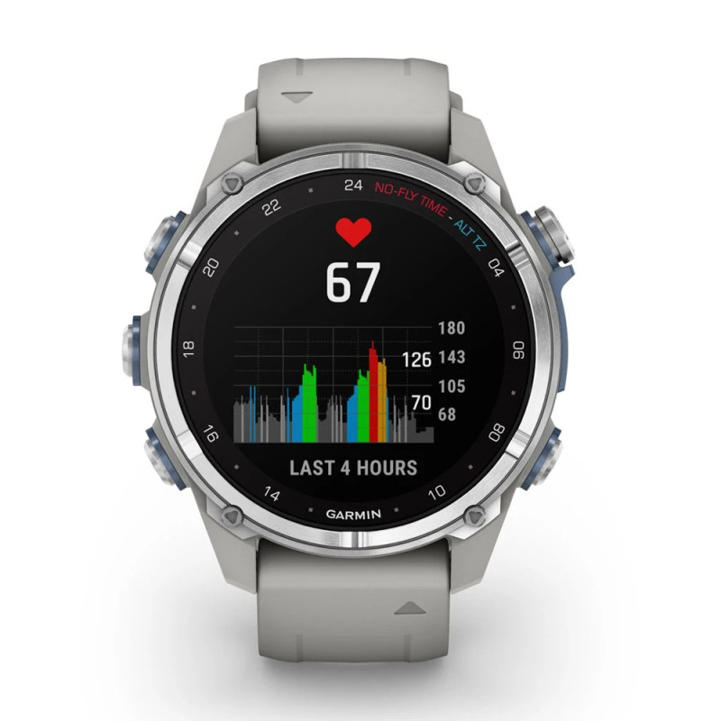 Смарт-годинник Garmin Descent Mk3 43мм Stainless Steel with Fog Grey Silicone Band (010-02753-04)