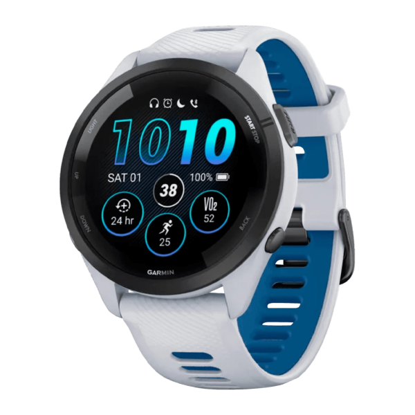 Смарт-годинник Garmin Forerunner 265 Black Bezel w. Whitestone Case and Whitestone/Tidal Blue S. Band (010-02810-01/11/51)