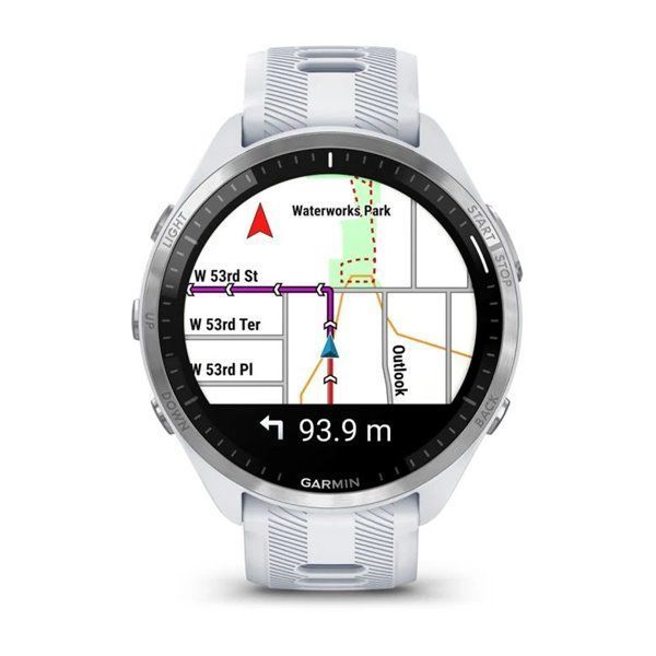 Смарт-часы Garmin Forerunner 965 с титановой оправой, корпусом цвета «Whitestone» и силиконовым ремешком цвета «Whitestone»/«Powder Gray» (010-02809-11)