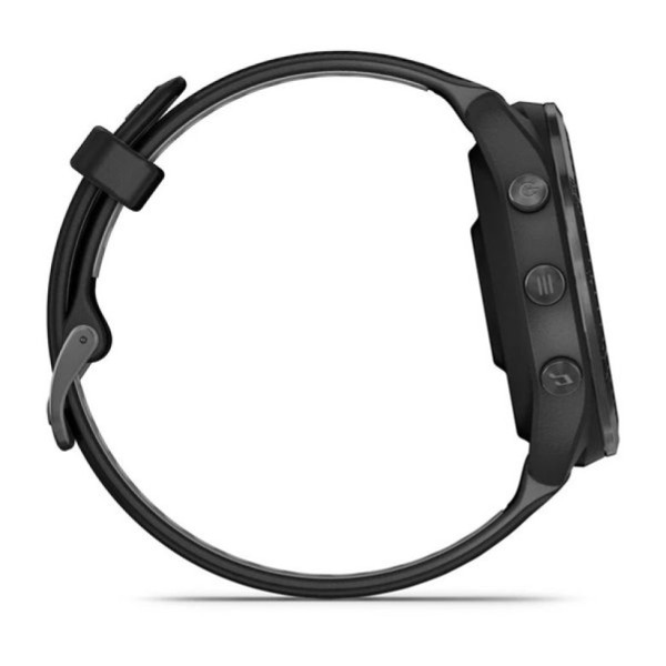 Смарт-часы Garmin Forerunner 965 с титановым безелем цвета «Carbon Grey DLC», черным корпусом и силиконовым ремешком черного и «Powder Grey» цвета (010-02809-10/00)