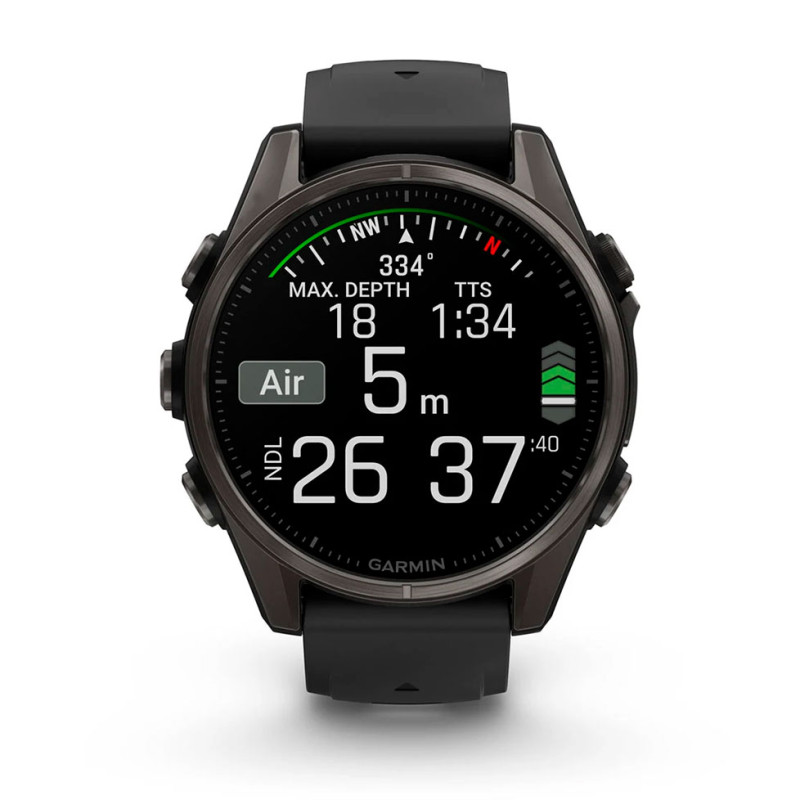 Спортивний годинник Garmin Fenix 8 43mm AMOLED Sapphire Carbon Gray DLC Tit. w. Black/Pebble Gray S. Band (010-02903-20/21)