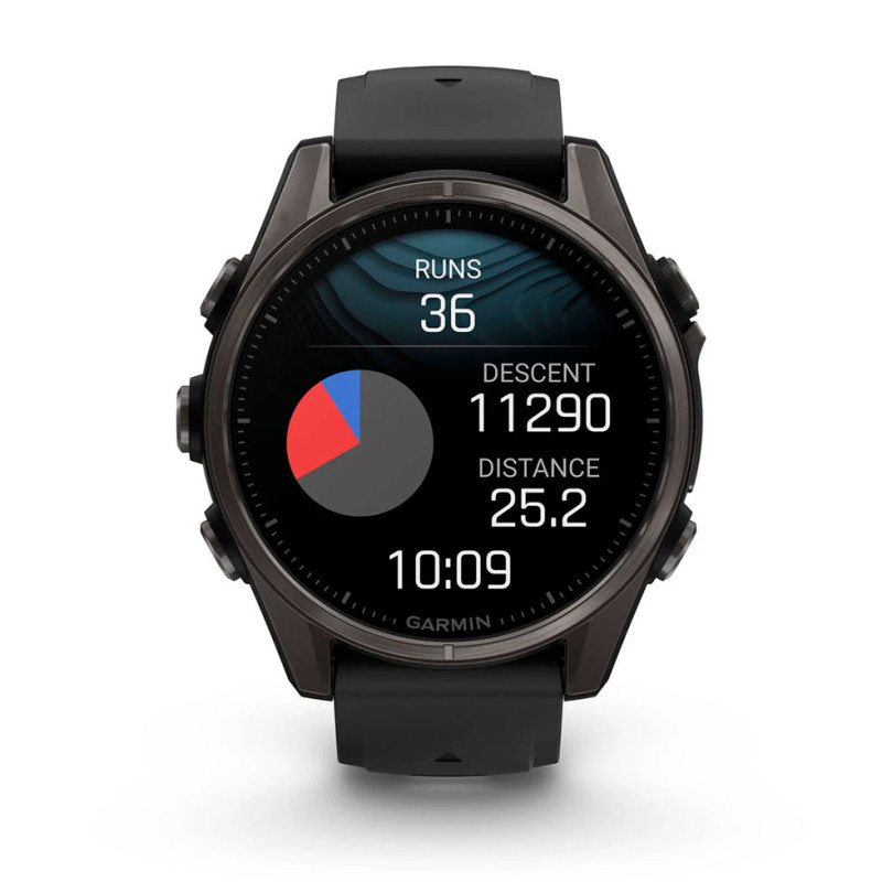 Спортивний годинник Garmin Fenix 8 43mm AMOLED Sapphire Carbon Gray DLC Tit. w. Black/Pebble Gray S. Band (010-02903-20/21)