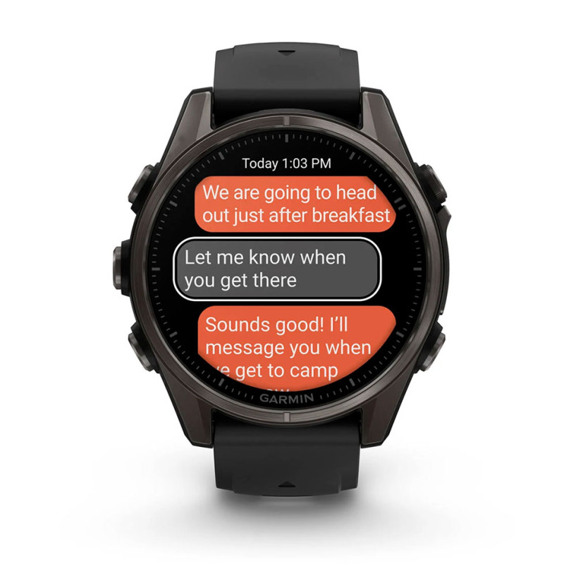 Спортивний годинник Garmin Fenix 8 43mm AMOLED Sapphire Carbon Gray DLC Tit. w. Black/Pebble Gray S. Band (010-02903-20/21)