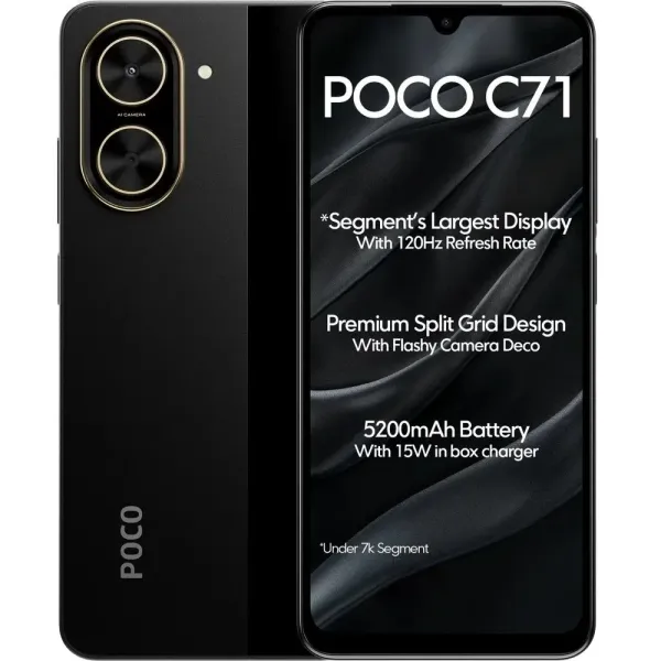 Смартфон Xiaomi POCO C71 4/128GB Black (with charger)
