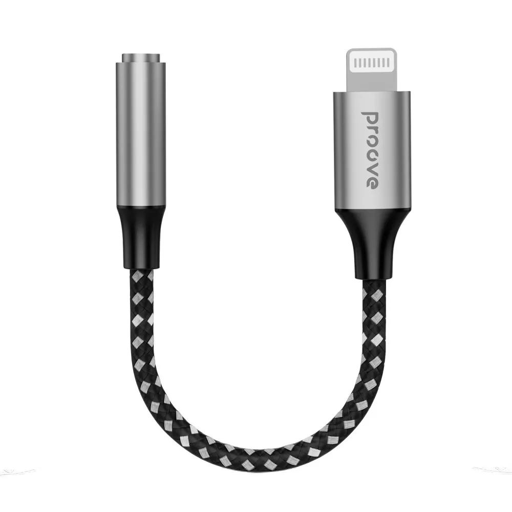 Перехідник Proove AUX SoundMesh 3.5mm(mini-jack) to Lightning, Gray, ACSM00005101