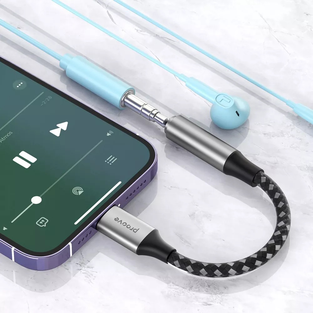 Перехідник Proove AUX SoundMesh 3.5mm(mini-jack) to Lightning, Gray, ACSM00005101