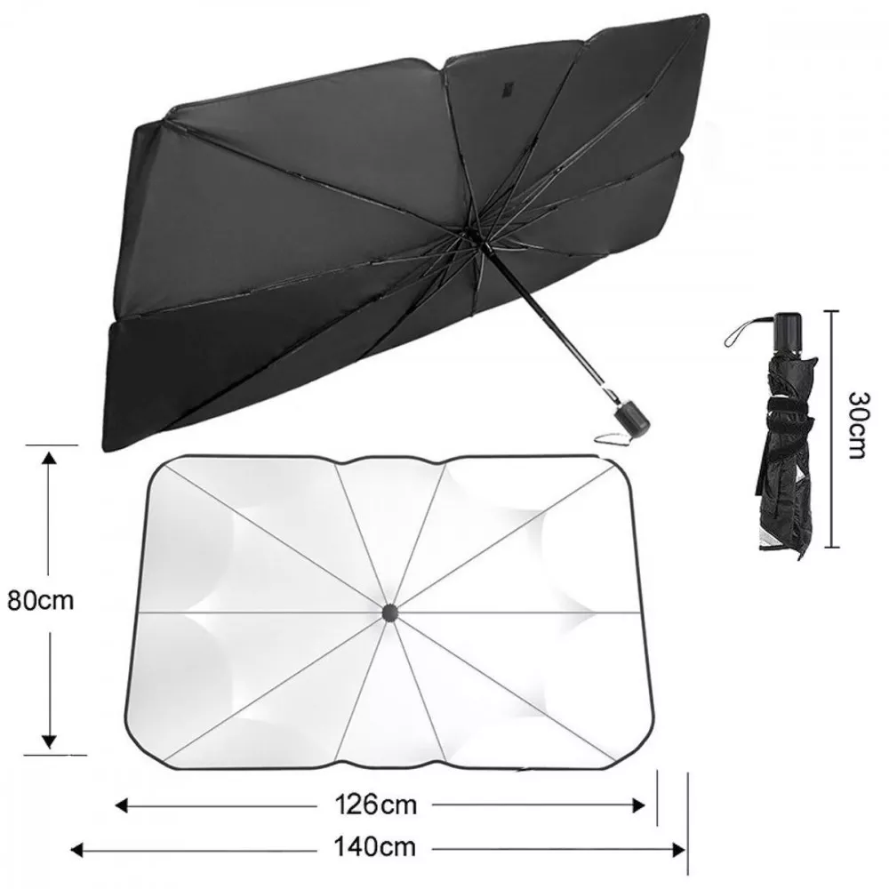 Солнцезащитный зонт для автомобиля SunShield 126*140*80cm, Black (57232)