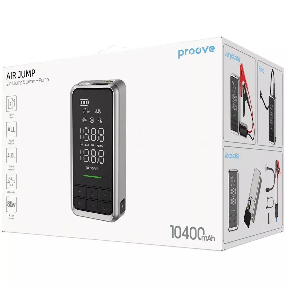 Пусковий Пристрій 2 in 1 + Насос Proove Air Jump 10400mAh 1000A