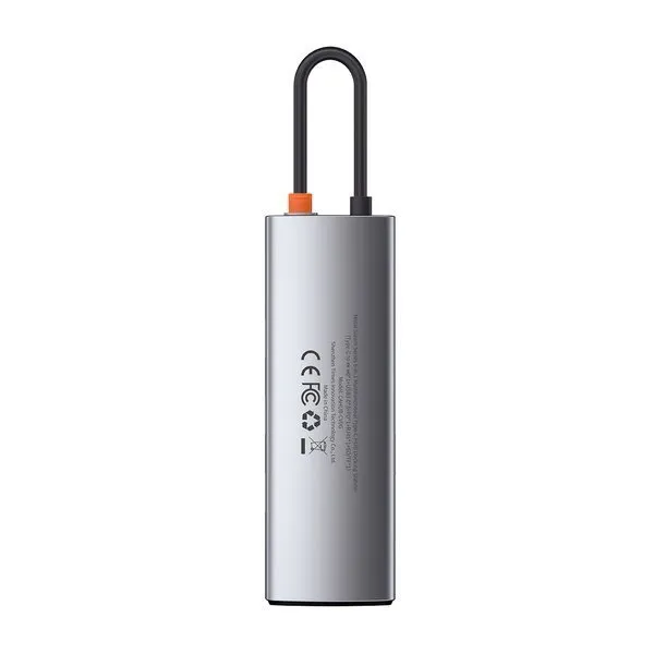 USB-хаб Baseus 8in1 Metal Gleam 8-Port Type-C HUB Adapter Type-C to USB3.0*3, Type-C(PD)*1, 4KHDMI, RJ45, TF, SD Сірий (CAHUB-CV0G)