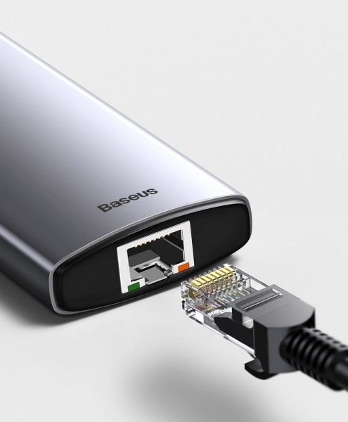 HUB Baseus USB3.1 USB Type C PD 100W/HDMI 4K 30Hz/3хUSB3.2 Gen1/RJ45 6in1 Grey (CAHUB-CW0G)
