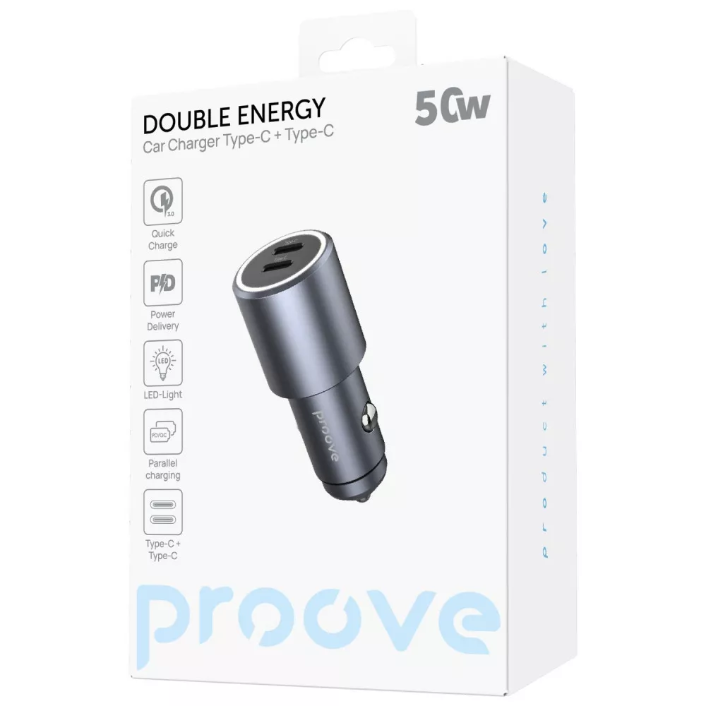АЗП Proove Double Energy 50W Type-C Metal Gray (ACDE50022206)