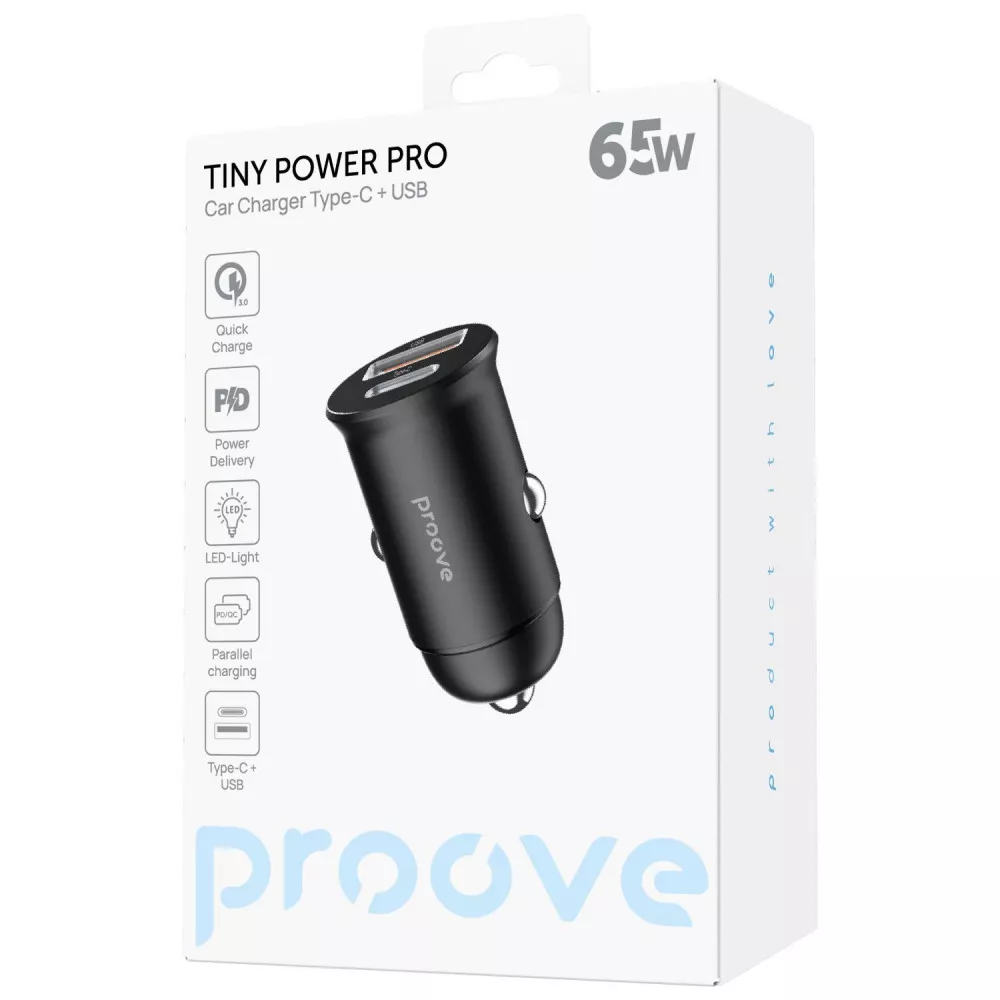 АЗП Proove Tiny Power Pro 65 Вт (USB + Type-C) (ACTP65110001)