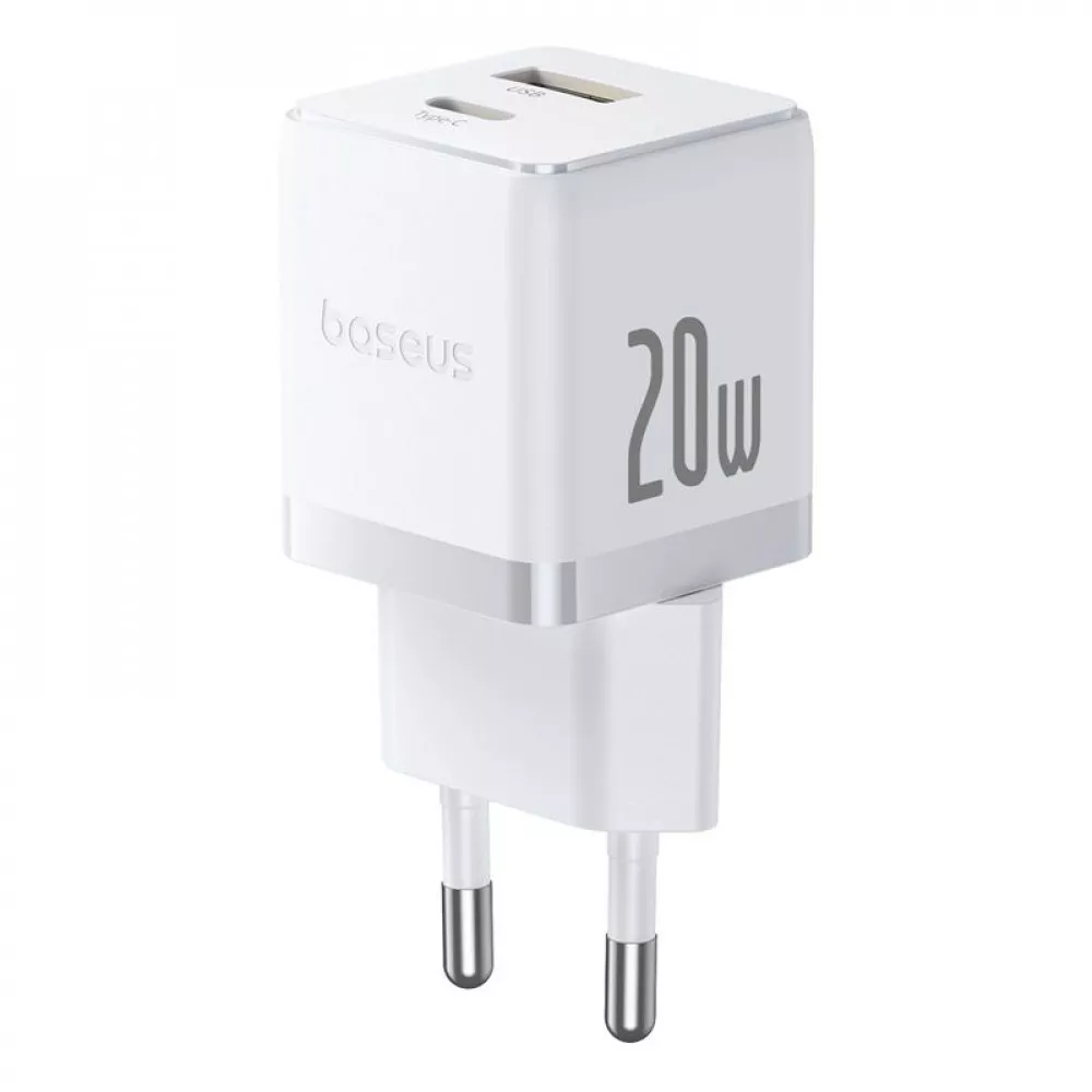 МЗП Baseus Palm Fast Charger 20W + Кабель Type-C to Type-C 60W White