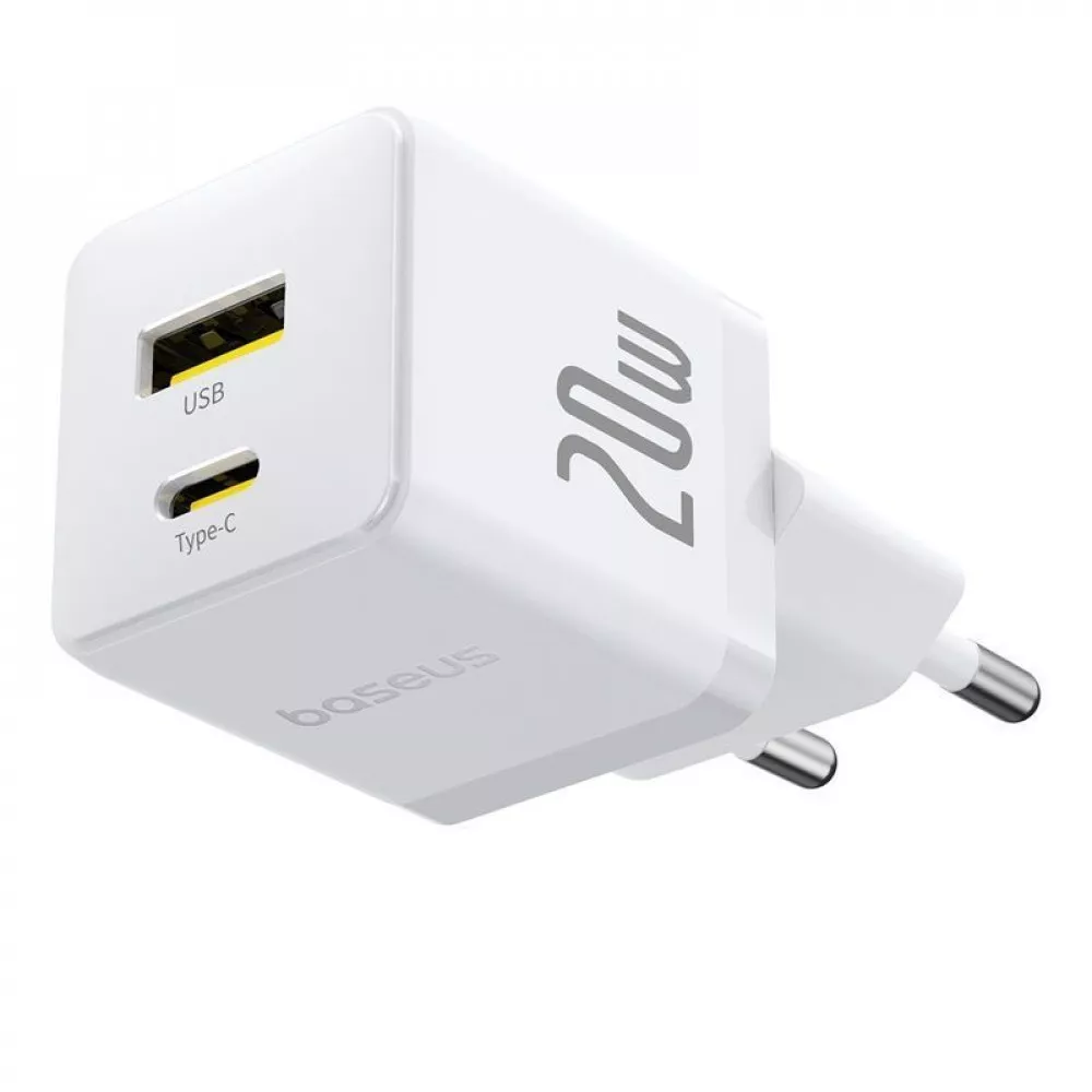 МЗП Baseus Palm Fast Charger 20W + Кабель Type-C to Type-C 60W White