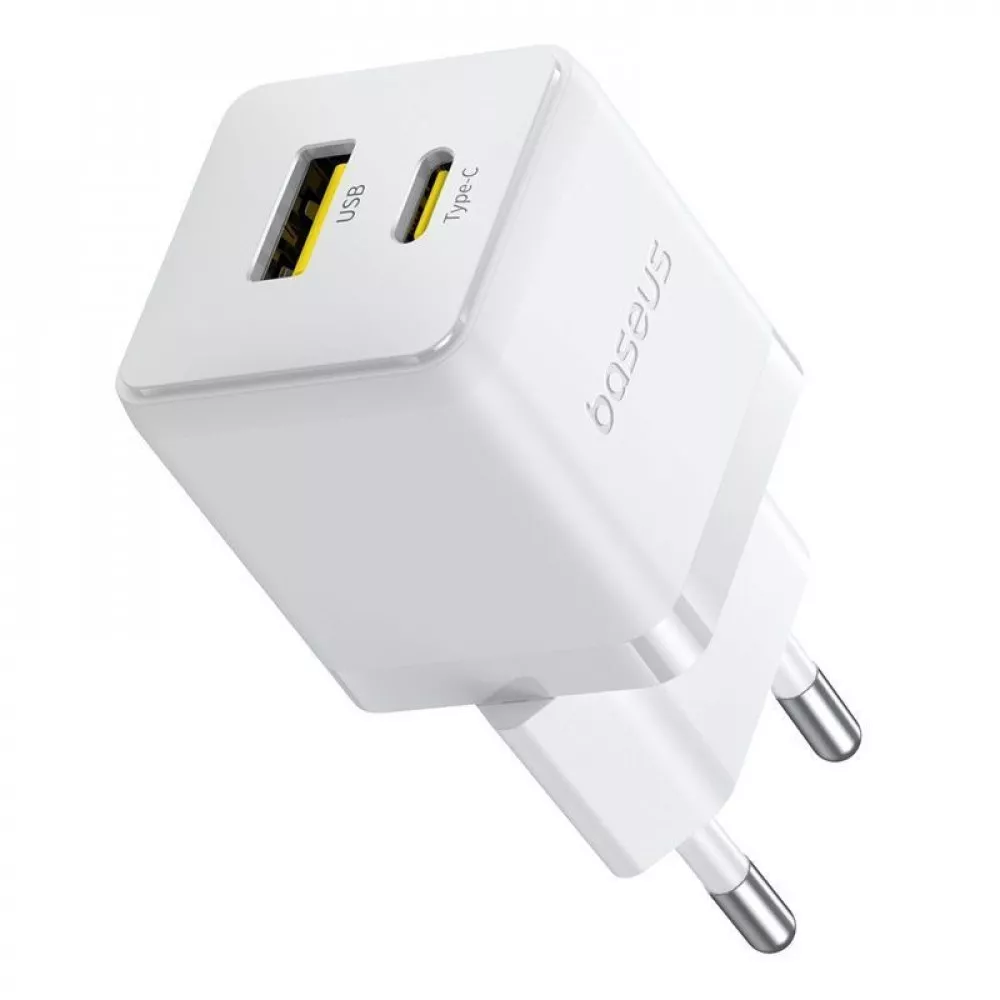 МЗП Baseus Palm Fast Charger 20W + Кабель Type-C to Type-C 60W White