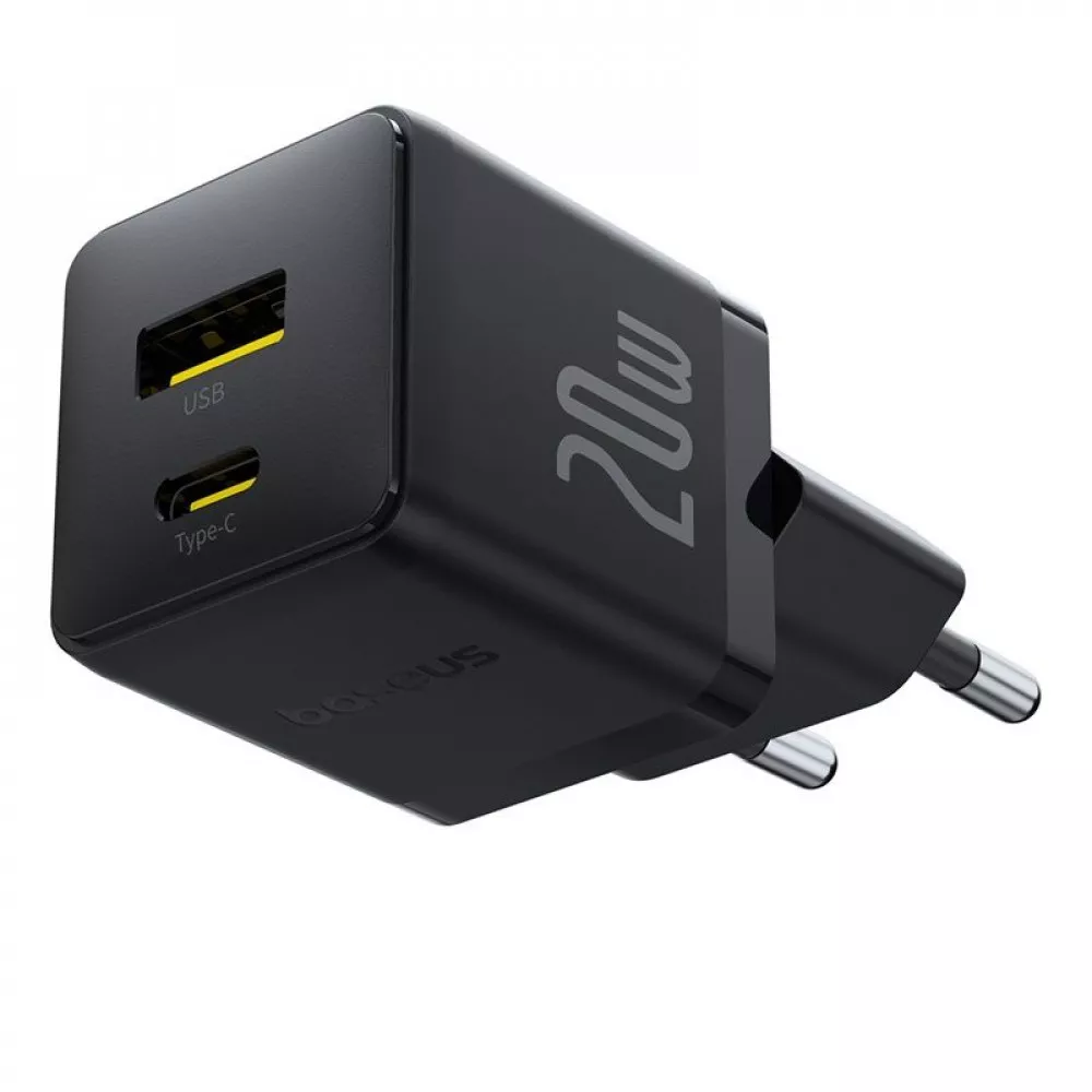 МЗП Baseus Palm Fast Charger 20W + Кабель Type-C to Type-C 60W Black