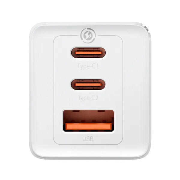 Зарядное устройство Baseus GaN5 Pro 65 Вт PD3.0+QC4.0, 2 разъема Type-C + USB, кабель 1 м, Type-C — Type-C, 100 Вт