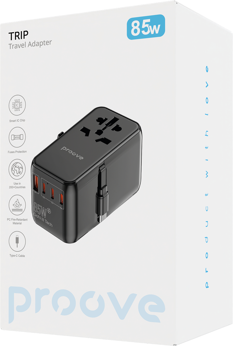 Универсальный адаптер 220В Proove Trip 85W Black (TATR85130001)