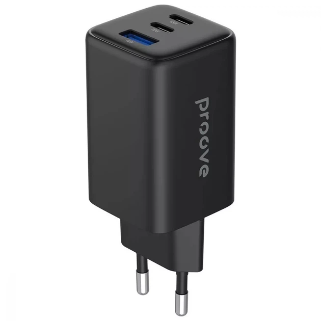 Зарядний пристрій Proove WCPG65121201 Pocket GaN 65W з 2×Type-C та USB, QC 4.0+ та PD 3.0 Black