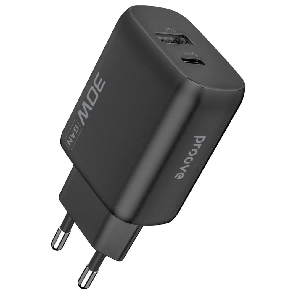 Мережевий зарядний пристрій Proove Silicone Power 2 30W Type-C + USB Black (WCSP23110001)
