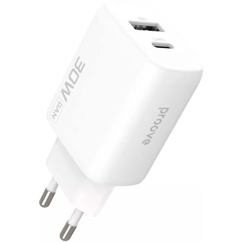 Мережевий зарядний пристрій Proove Silicone Power 2 30W Type-C + USB White (WCSP23110002)