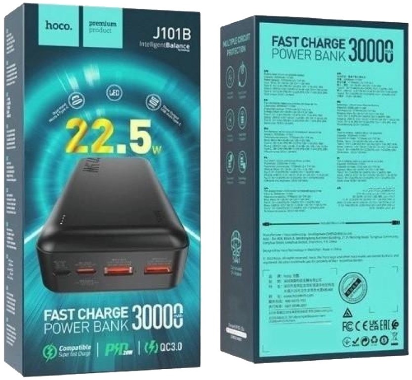 Батарея мобільна HOCO J101B Astute 22.5W 30000 mAh Black