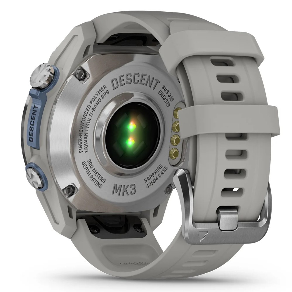 Смарт-годинник Garmin Descent Mk3 43мм Stainless Steel with Fog Grey Silicone Band (010-02753-04)