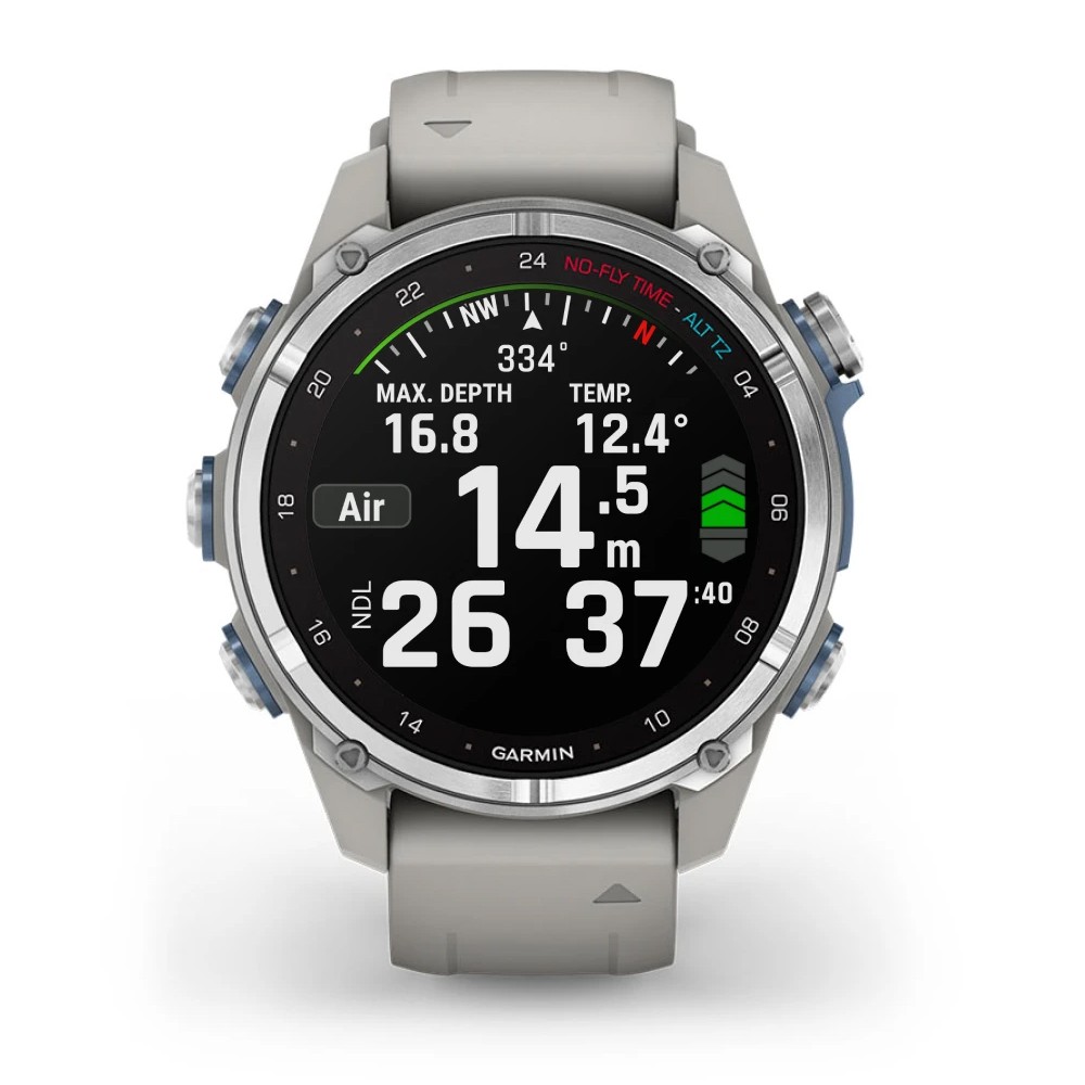 Смарт-годинник Garmin Descent Mk3 43мм Stainless Steel with Fog Grey Silicone Band (010-02753-04)