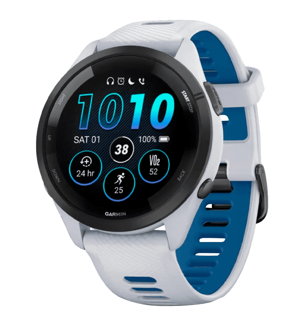 Смарт-часы Garmin Forerunner 265 Black Bezel w. Whitestone Case and Whitestone/Tidal Blue S. Band (010-02810-01/11/51)