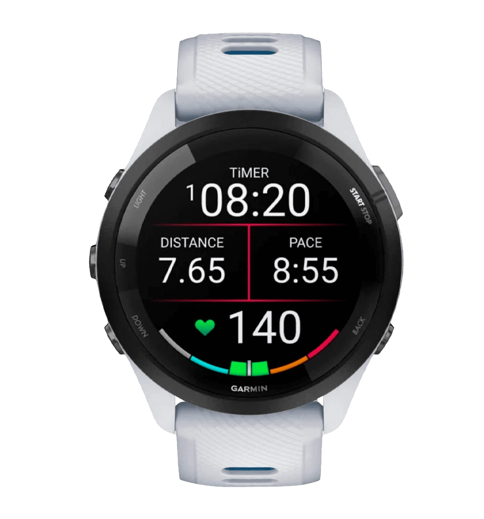 Смарт-часы Garmin Forerunner 265 Black Bezel w. Whitestone Case and Whitestone/Tidal Blue S. Band (010-02810-01/11/51)