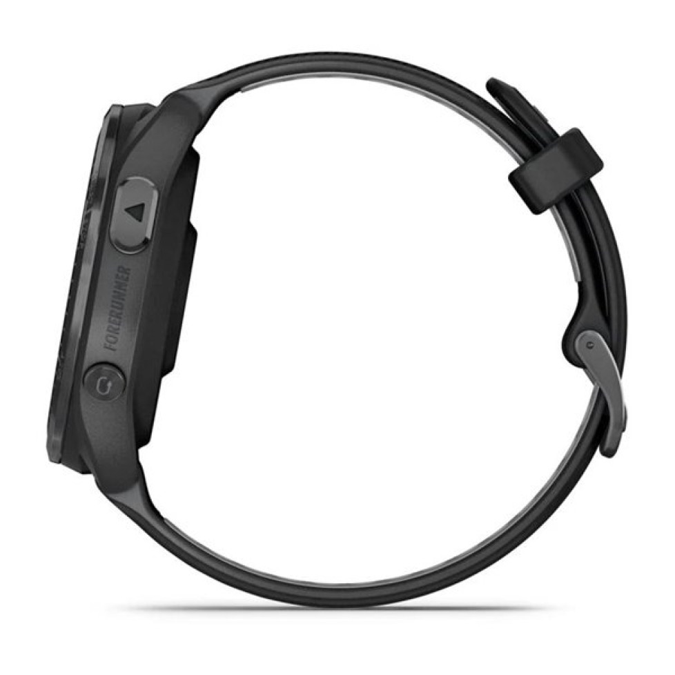Смарт-часы Garmin Forerunner 965 с титановым безелем цвета «Carbon Grey DLC», черным корпусом и силиконовым ремешком черного и «Powder Grey» цвета (010-02809-10/00)