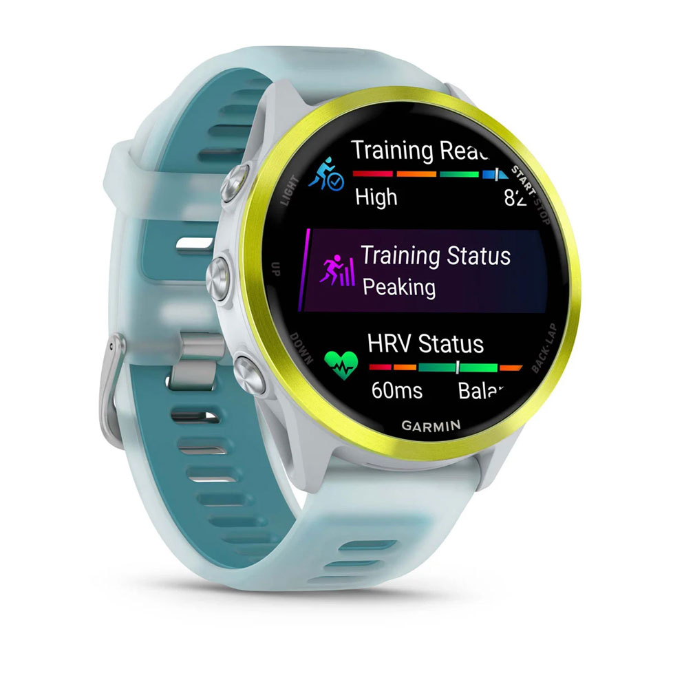 Смарт-годинник Garmin Forerunner 570 47mm Amp Yellow Aluminium with Translucent Whitestone/Turquoise Band (010-02971-01)