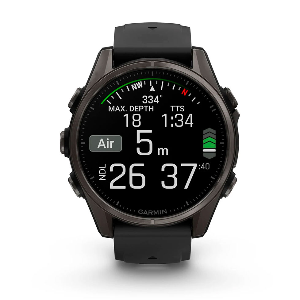 Спортивний годинник Garmin Fenix 8 43mm AMOLED Sapphire Carbon Gray DLC Tit. w. Black/Pebble Gray S. Band (010-02903-20/21)